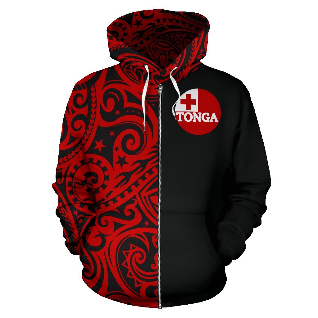 Tonga Hoodie Tonga Flag Coat of Arms Polynesian Tattoo Half - Polynesian Pride