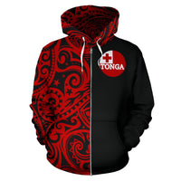 Tonga Hoodie Tonga Flag Coat of Arms Polynesian Tattoo Half - Polynesian Pride