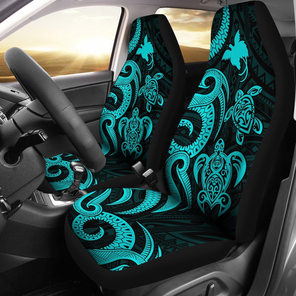 Papua New Guinea Car Seat Covers - Turquoise Tentacle Turtle Universal Fit Turquoise - Polynesian Pride