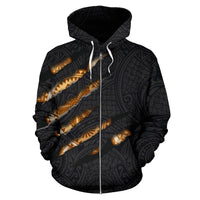 Hawaii All Over Zip up Hoodie Scratch Style - Polynesian Pride