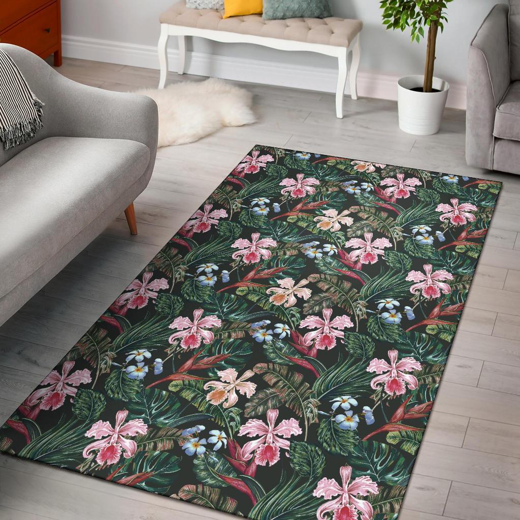 Tropical Monstera Leaf Red Rug Red - Polynesian Pride