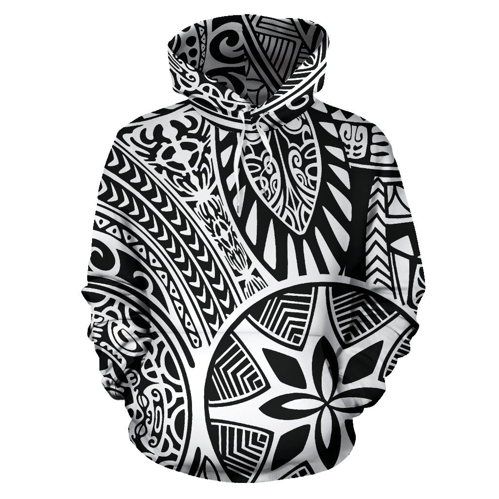 Hawaii Hoodie Polynesian Hawaiian Style Tribal Tattoo White Pullover Unisex Art - Polynesian Pride
