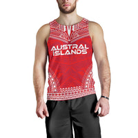 Austral Islands Men's Tank Top - Polynesian Chief Flag Version Red - Polynesian Pride