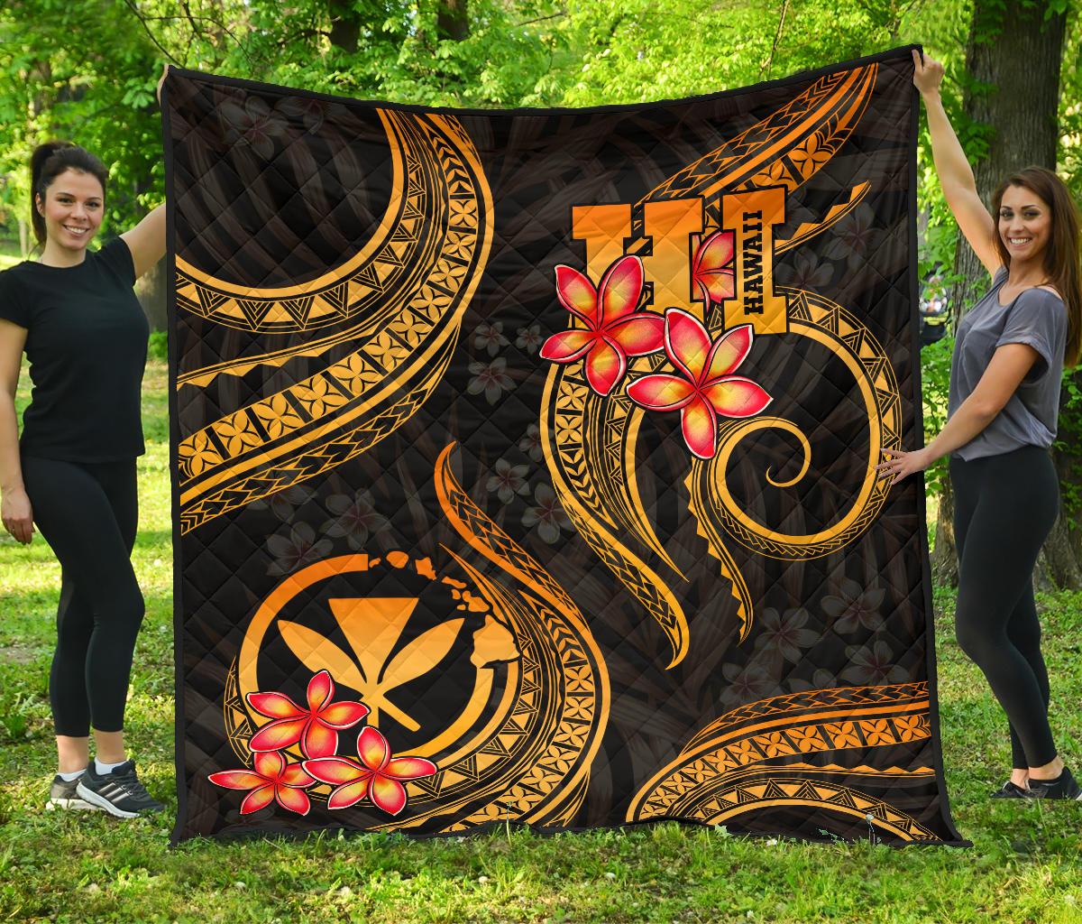 Polynesian Hawaii Premium Quilt - Gold Plumeria GOLD - Polynesian Pride