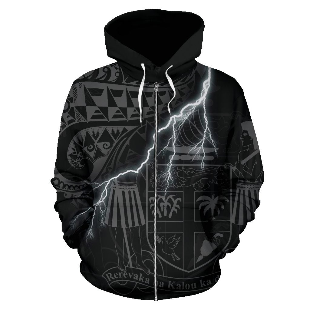 Fiji Polynesian Zip up Hoodie Lighting Thunder - Polynesian Pride
