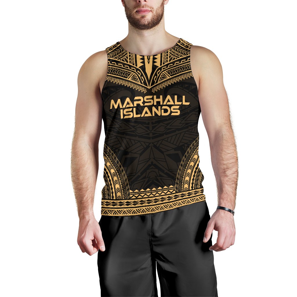 Marshall Islands Men's Tank Top - Polynesian Chief Gold Version Gold - Polynesian Pride