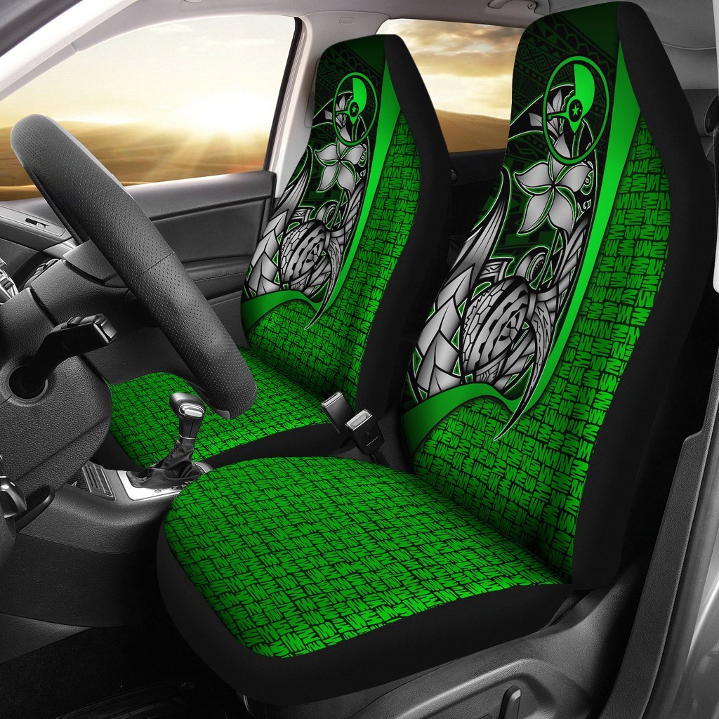Yap Micronesian Car Seat Covers Green - Turtle With Hook Universal Fit Green - Polynesian Pride