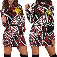 Papua New Guinea Women's Hoodie Dress - Tribal Flower Special Pattern Red Color - Polynesian Pride