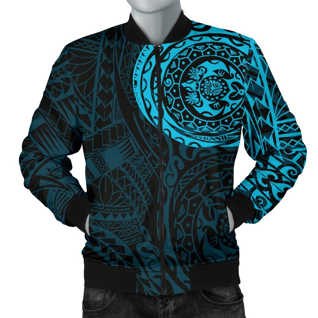Polynesian Tattoo Style Men's Bomber Jacket Blue Blue - Polynesian Pride