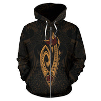 Polynesian Fish Hook Kanaka Map of Hawaii Zip Hoodie - Polynesian Pride