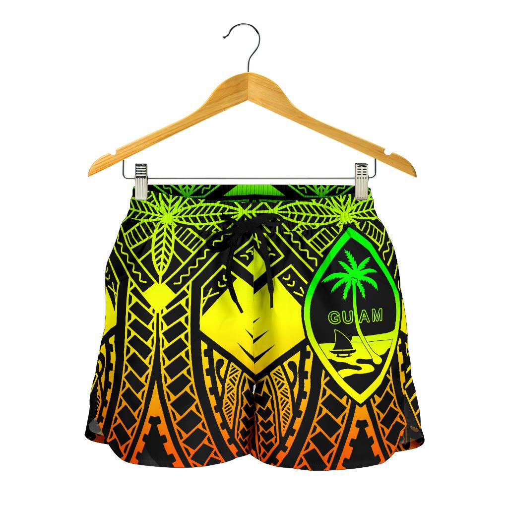 Guam Polynesian Women's Shorts - Guam Reggae Seal with Polynesian Tattoo - Polynesian Pride