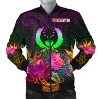 Pohnpei Men's Bomber jacket - Summer Hibiscus Reggae - Polynesian Pride