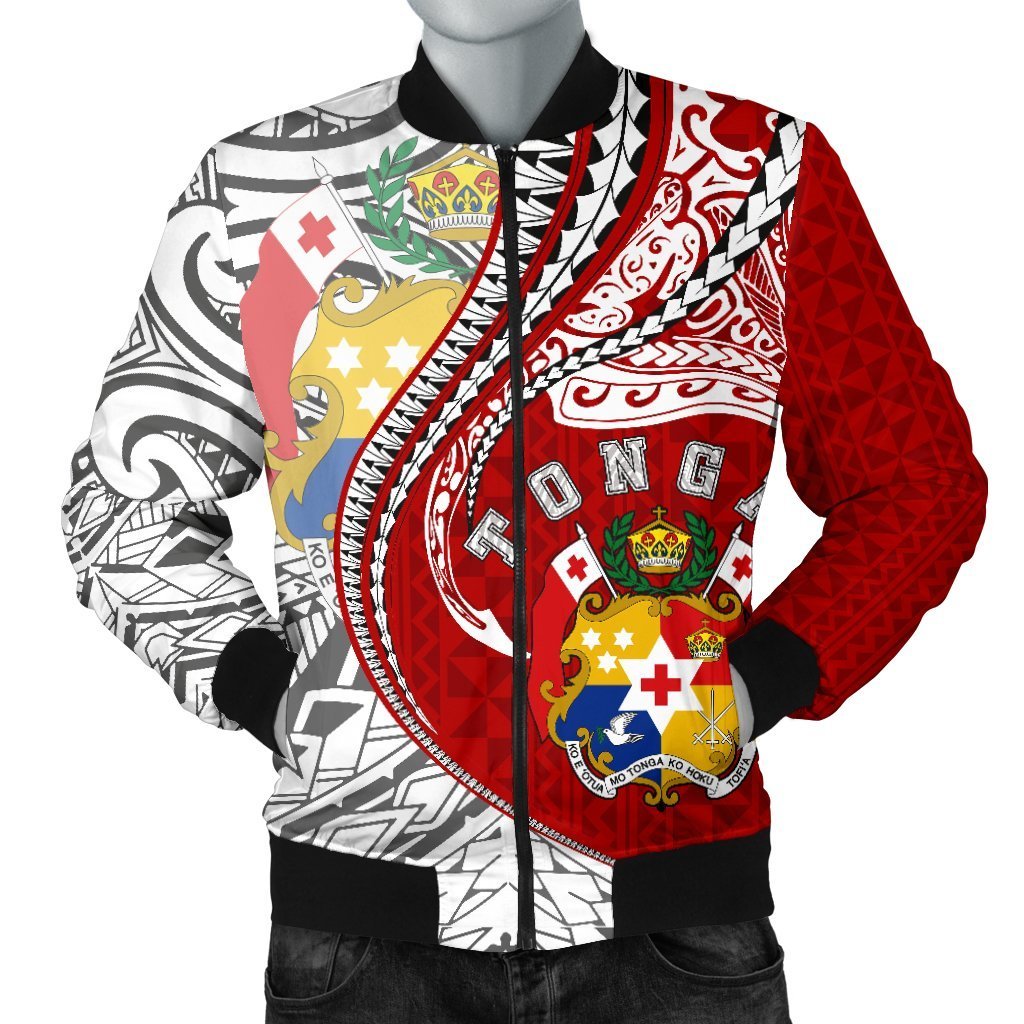 Tonga Men's Bomber Jacket Kanaloa Tatau Gen TO Black - Polynesian Pride