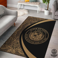 Hawaii Coat Of Arms Polynesian Area Rug Circle Style Rug Gold - Polynesian Pride