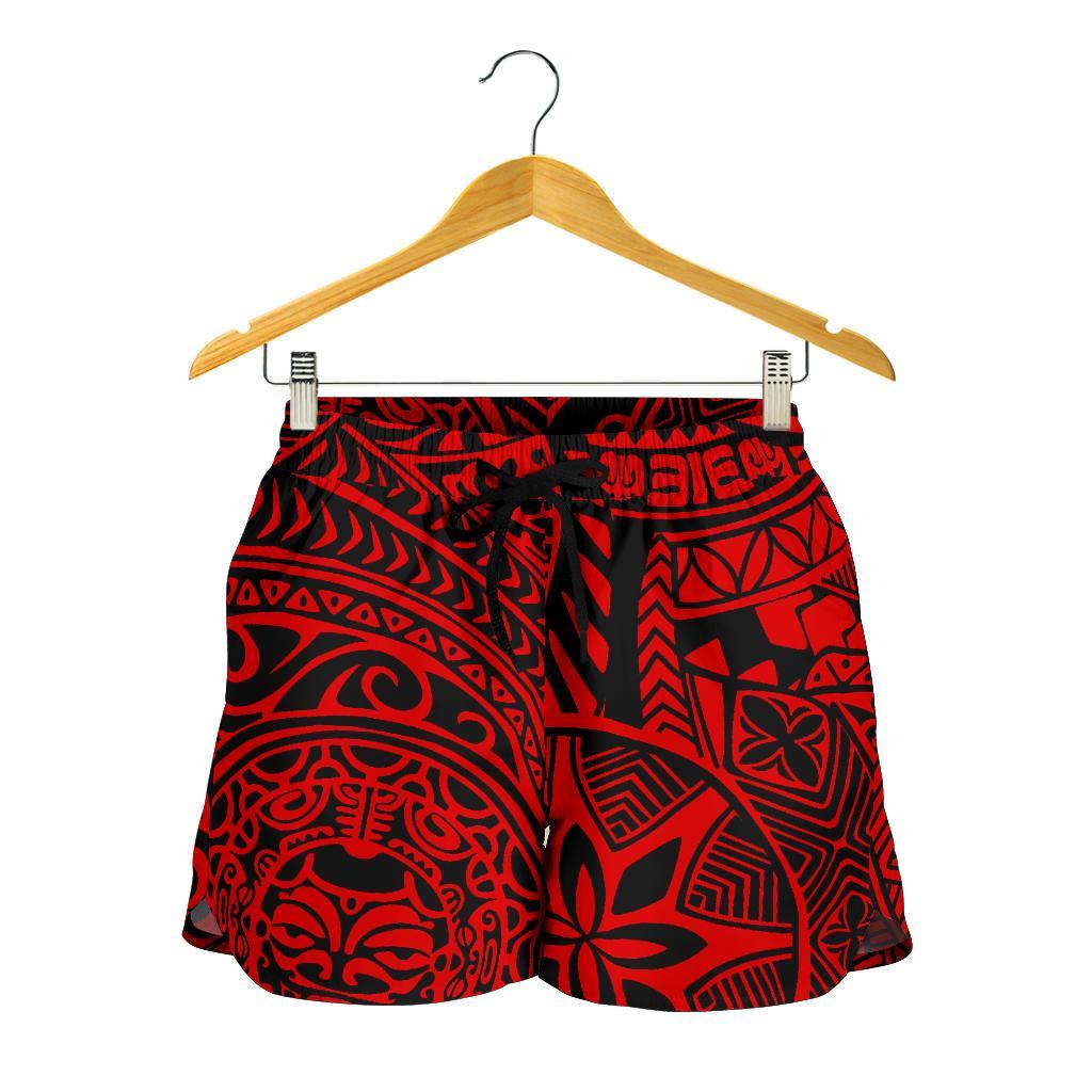Polynesian Hawaiian Style Tribal Tattoo Red Women's Short - Polynesian Pride