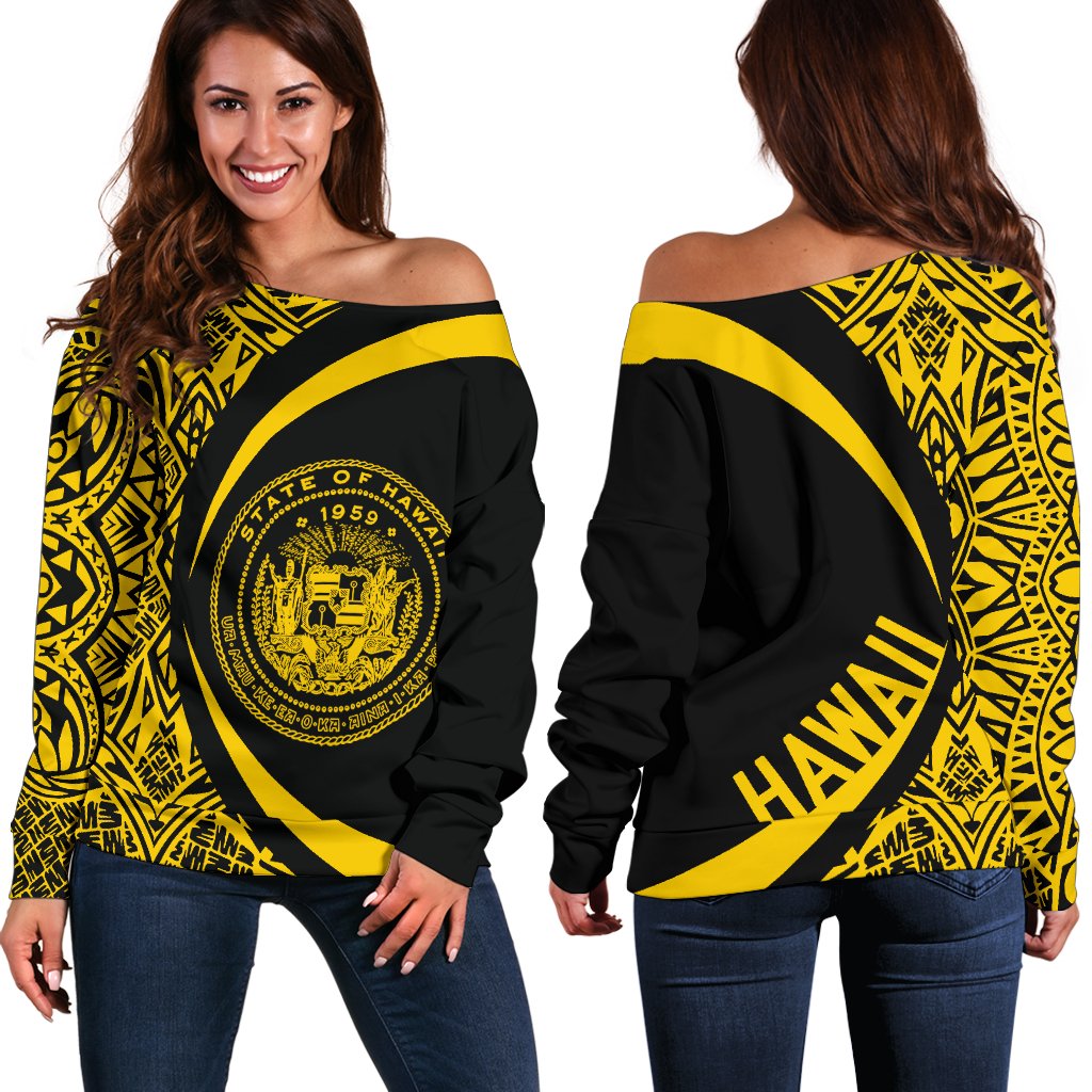 Hawaii Polynesian Women's Off Shoulder Sweater 02 White - Polynesian Pride