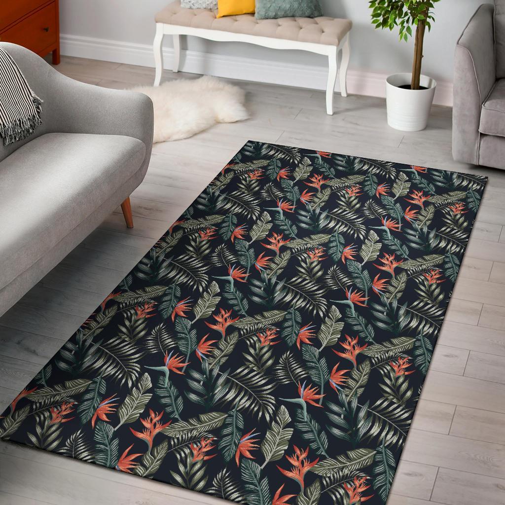 Tropical Strelitzia Black Rug Black - Polynesian Pride