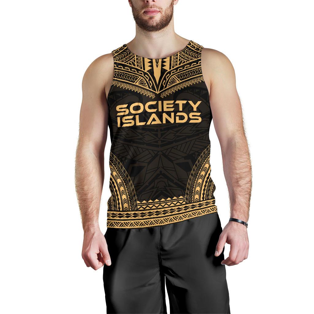 Society Islands Men's Tank Top - Polynesian Chief Gold Version Gold - Polynesian Pride