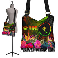 Chuuk Polynesian Crossbody Boho Handbag - Hibiscus and Banana Leaves - Polynesian Pride