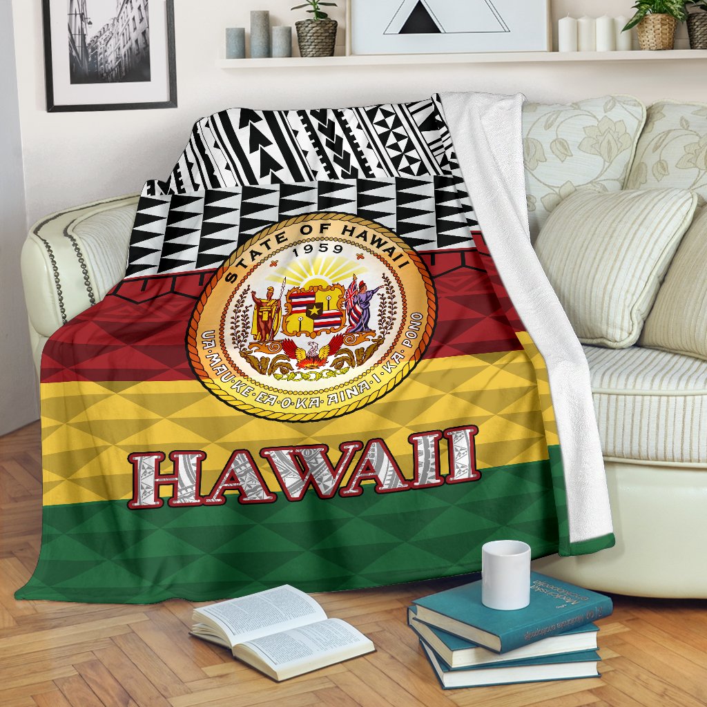 Hawaii Premium Blanket - Kanaka Maoli Version White - Polynesian Pride