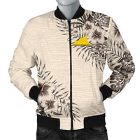 Tokelau Men's Bomber Jacket - The Beige Hibiscus - Polynesian Pride
