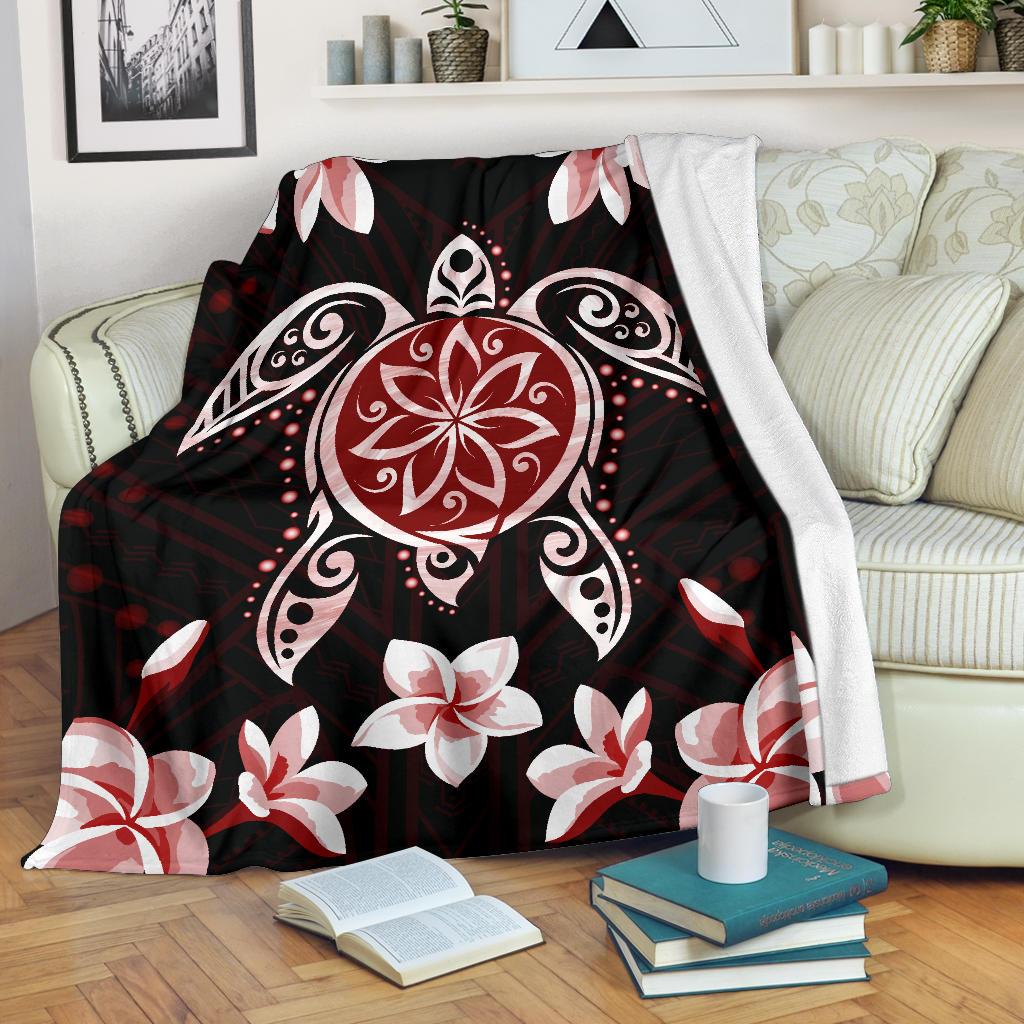Hawaiian Reddie Turtle Plumeria Blanket - Polynesian Pride