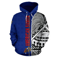 American Samoa All Over Zip up Hoodie Polynesian Shoulder Style - Polynesian Pride