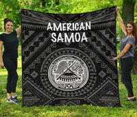 American Samoa Premium Quilt - Seal In Polynesian Tattoo Style ( Black) - Polynesian Pride
