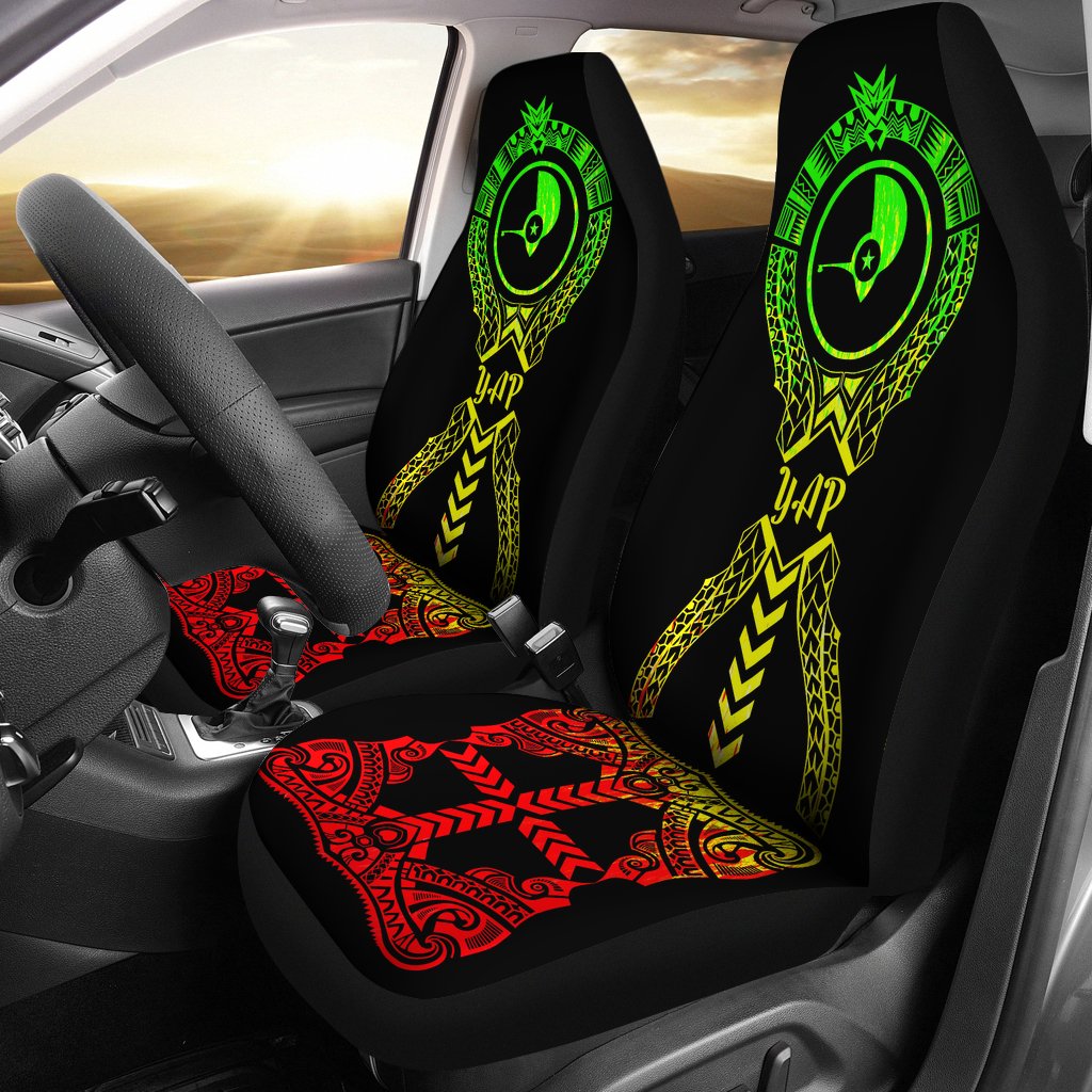 Yap Car Seat Covers - Yap Flag Micronesian Tribal Reggae Universal Fit Art - Polynesian Pride