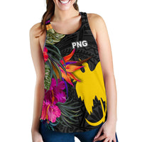 Papua New Guinea Women's Racerback Tank - Hibiscus Polynesian Pattern - Polynesian Pride