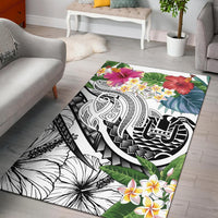 Tahiti Polynesian Area Rug - Summer Plumeria (White) White - Polynesian Pride