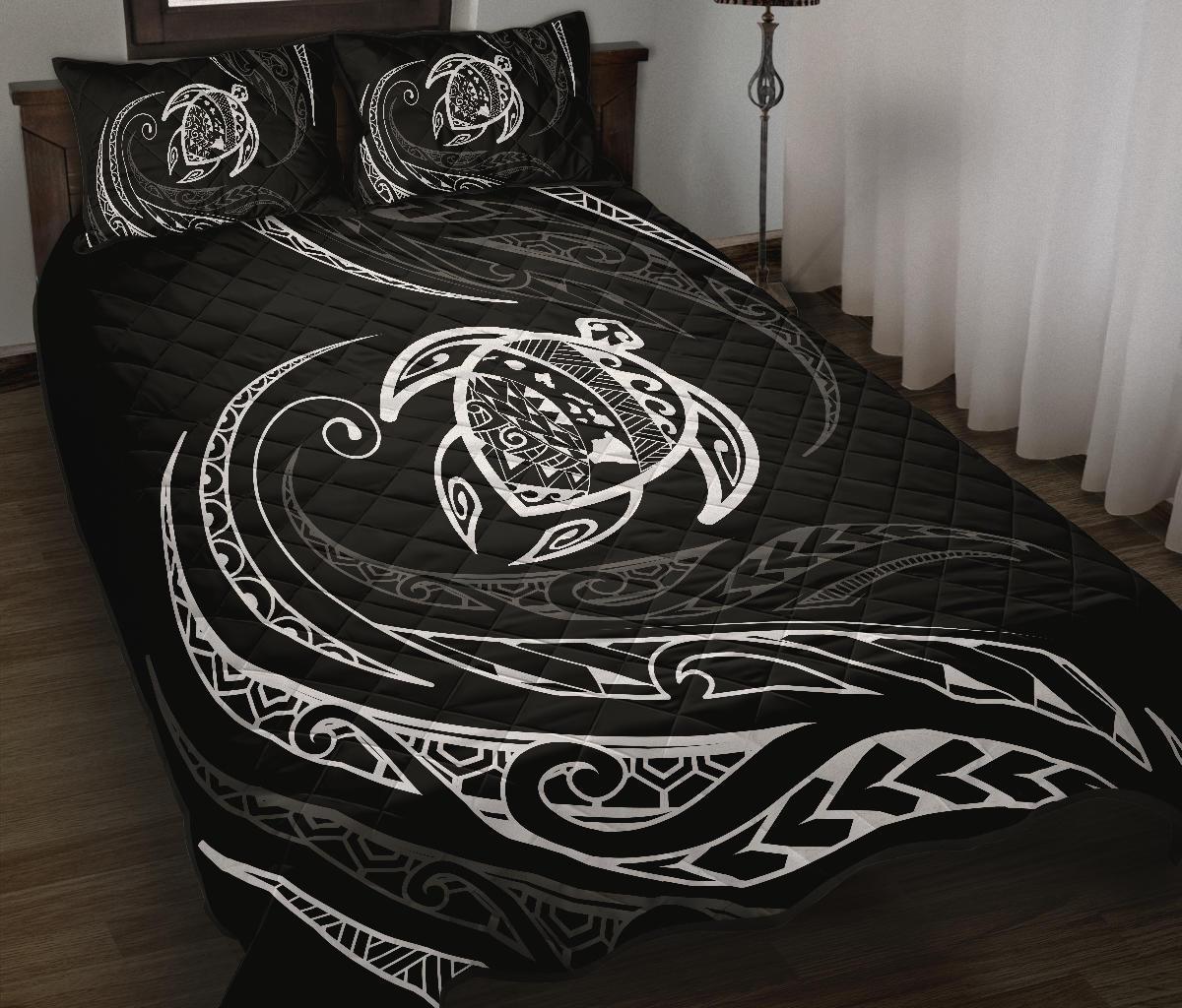 Hawaii Turtle Quilt Bed Set - White - Frida Style - Polynesian Pride