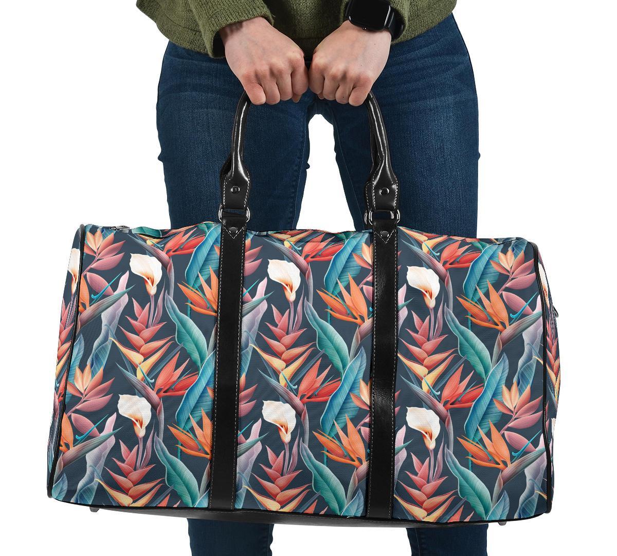 Hawaii Seamless Tropical Flower Hawaiian Summer Hawaii Travel Bag Travel Bag One size Black - Polynesian Pride