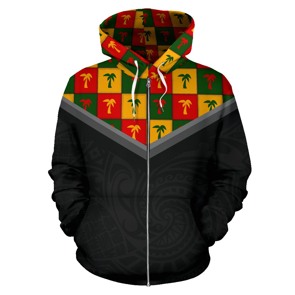 Hawaii Vintage Pattern Zip up Hoodie Coconut Tree Caro - Polynesian Pride