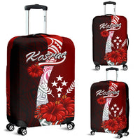 Kosrae Micronesia Luggage Covers - Coat Of Arm With Hibiscus Red - Polynesian Pride