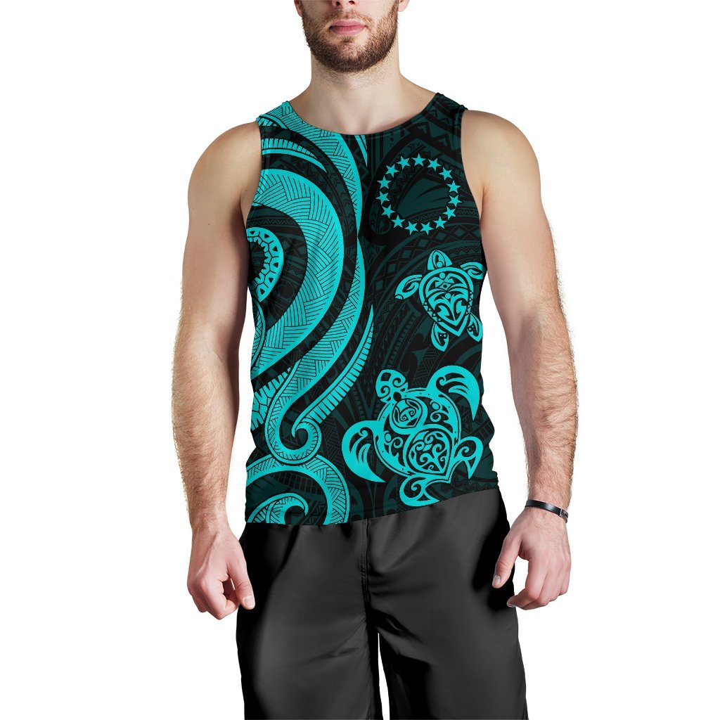 Cook Islands Men's Tank Top - Turquoise Tentacle Turtle - Polynesian Pride