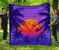 Hawaii Summer Sunset Kanaka Kakau Premium Quilt Purple - Polynesian Pride