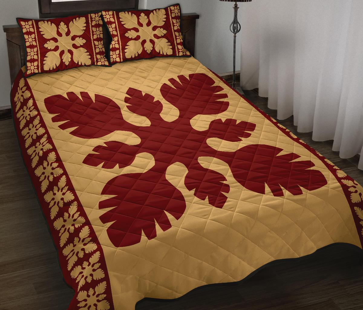 Hawaiian Quilt Pattern Palm Tree Skillful Quilt Bed Set - Polynesian Pride