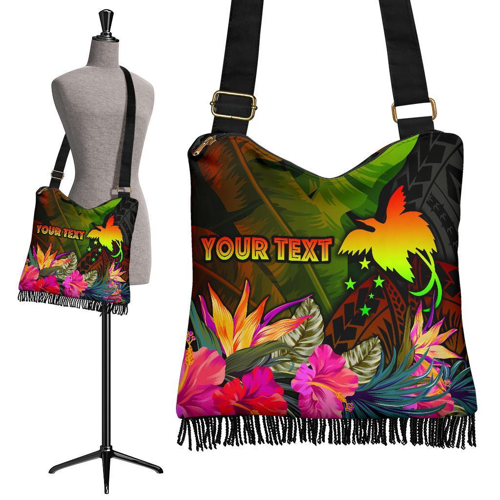 Papua New Guinea Polynesian Personalised Crossbody Boho Handbag - Hibiscus and Banana Leaves One Style One Size Reggae - Polynesian Pride