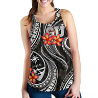 Guam Polynesian Women Racerback Tank - Black Plumeria - Polynesian Pride