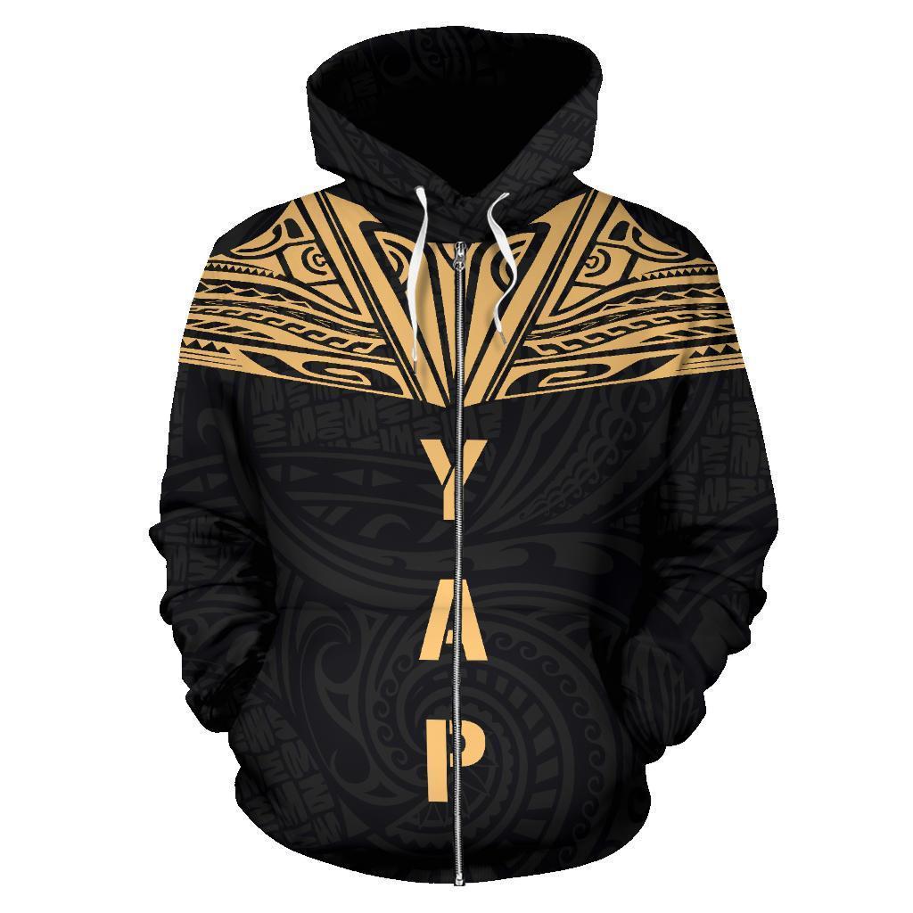 Yap All Over Zip up Hoodie Gold Neck Style - Polynesian Pride