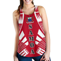 Samoa Women Racerback Tank - Polynesian Tattoo Flag White - Polynesian Pride