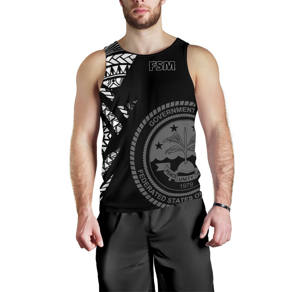 Federated States of Micronesia Pattern Men's Tank Top Black - Polynesian Pride