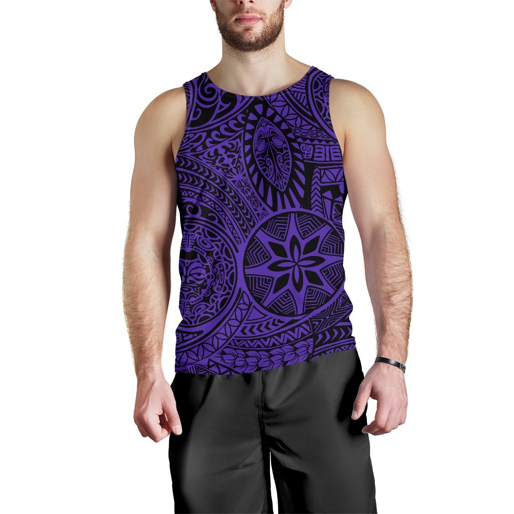 Polynesian Hawaiian Style Tribal Tattoo Violet Hawaii Men's Tank Top Purple - Polynesian Pride