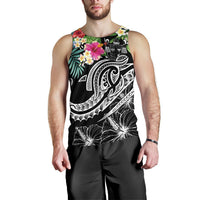 Fiji Polynesian Men's Tank Top - Summer Plumeria (Black) - Polynesian Pride