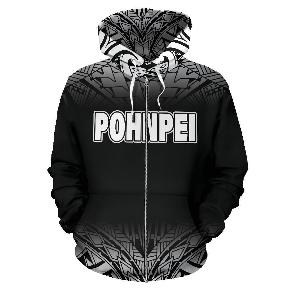 Pohnpei All Over Zip up Hoodie Black Fog Style - Polynesian Pride