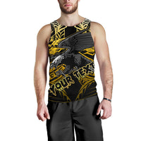 Samoa Polynesian Custom Personalised Men's Tank Top - Eagle Tribal Pattern Yellow - Polynesian Pride
