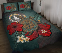 Northern Mariana Islands Quilt Bed Set - Blue Turtle Tribal - Polynesian Pride