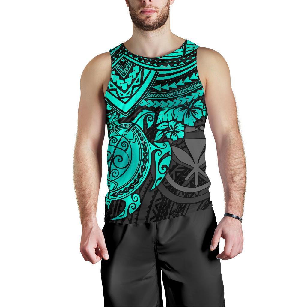 Polynesian Hawaii Men's Tank Top - Turquoise Turtle - Polynesian Pride