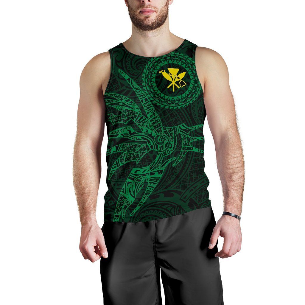 Hawaii Tank Top Polynesian Kanaka Map Hawaiian Men's Tank Top - Green - TT Style - Polynesian Pride